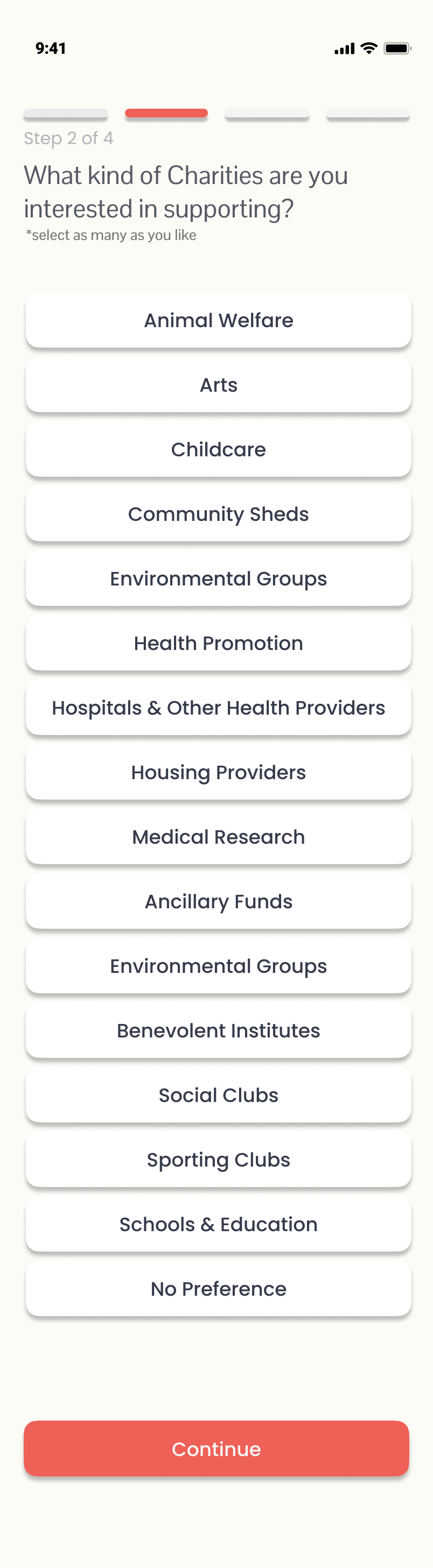 Charity preferences